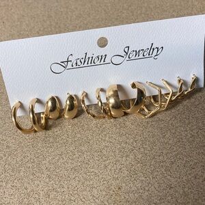 Fashion Jewelry Gold Tone Mixed Hoop Earring Set